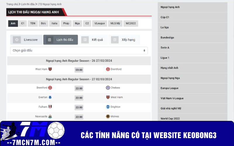 Dễ dàng theo dõi lịch thi đấu của các giải đấu lớn tại Keobong3